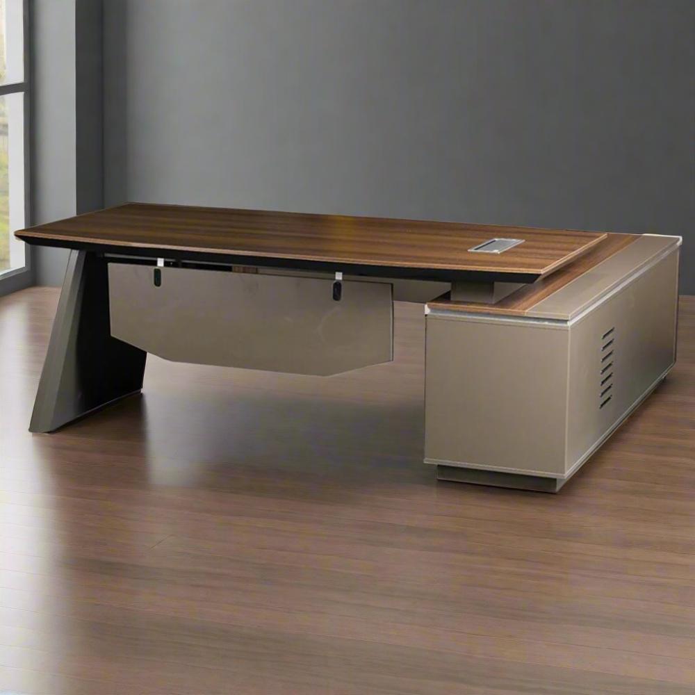 Elegant 220 cm Executive Office Table - Brown-GCC Home Center