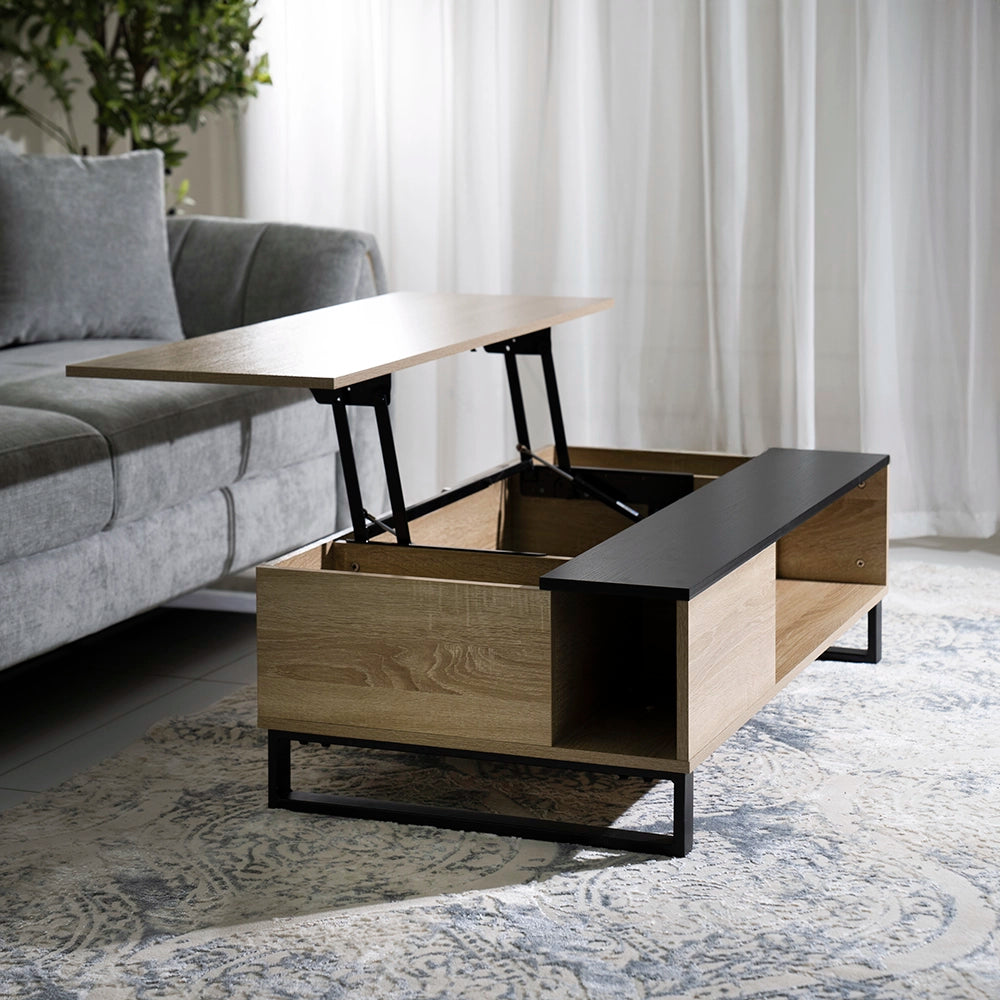 Coffee Table with Smart Lift-Top Mechanism and Hidden Storage