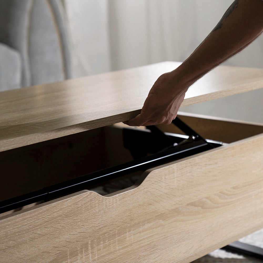 Coffee Table with Smart Lift-Top Mechanism and Hidden Storage