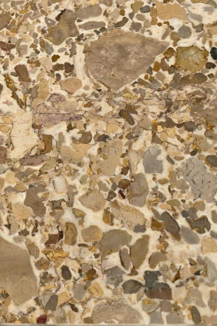 Luxury Beige Terrazzo Natural Stone Dining Table with Half Moon Legs