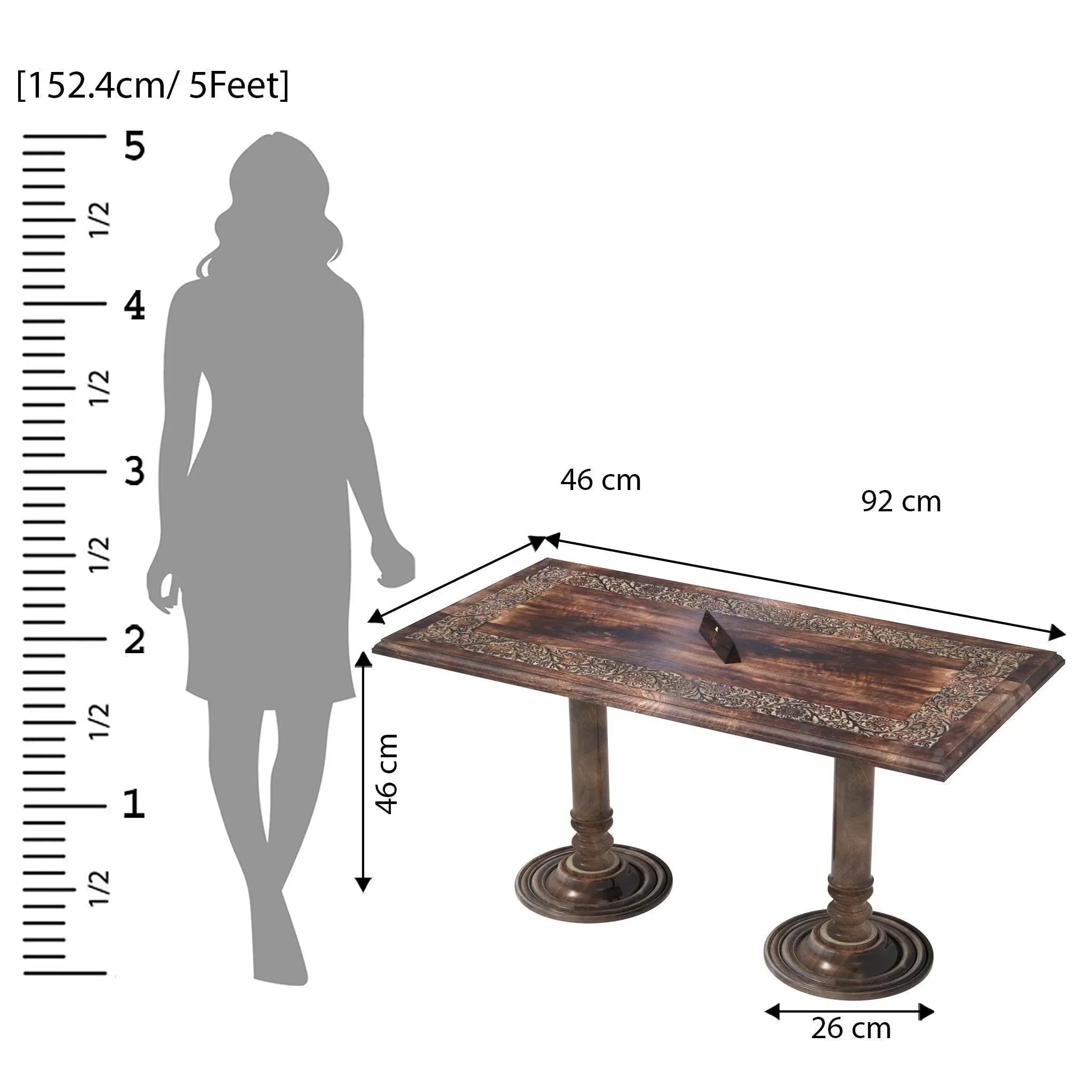 Elegant Hand Carved Solid Wood Coffee Table