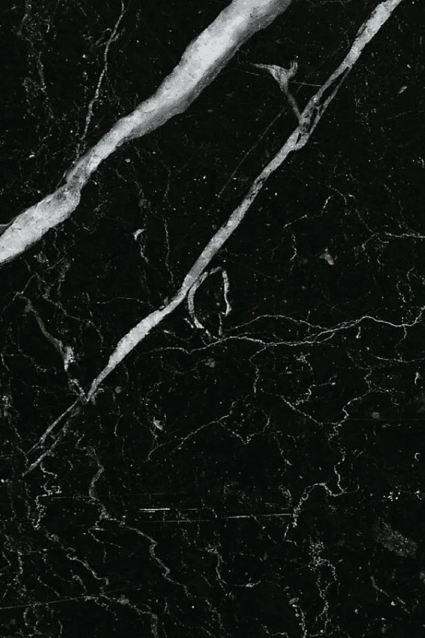 Luxury Black Marquina Marble Dining Table with Half Moon Legs