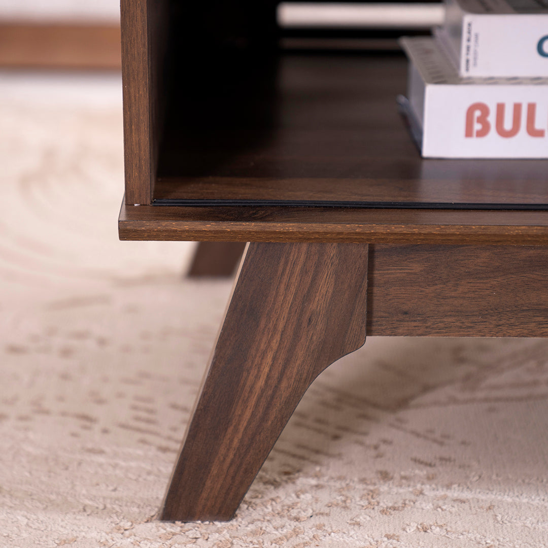 Coffee Table – Modern Walnut Table with Door & Shelf Storage