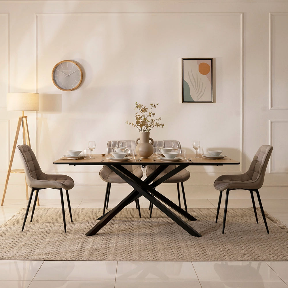 6-Seater Dining Set – Oak & Grey