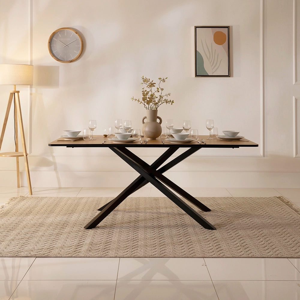 6-Seater Dining Set – Oak & Grey