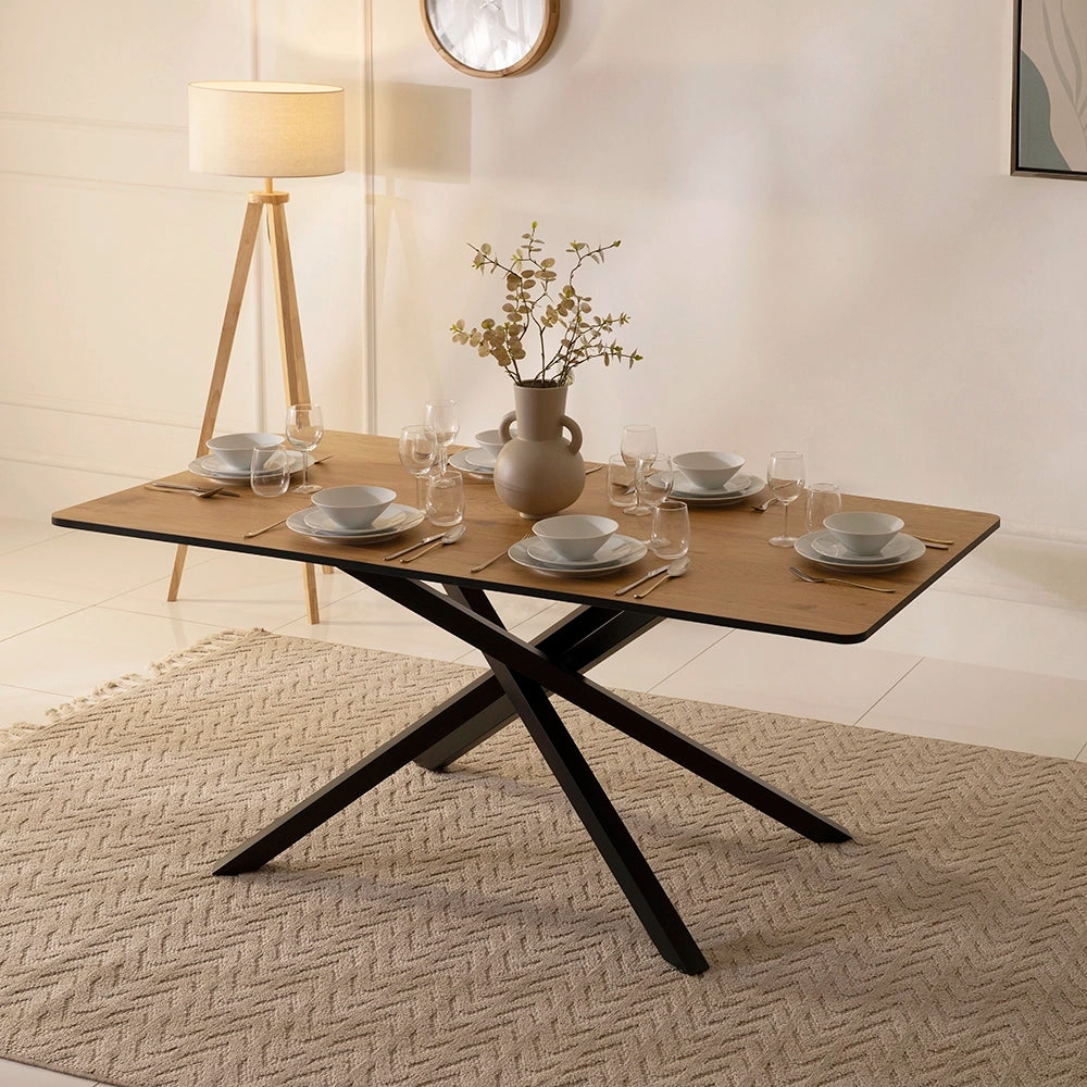 6-Seater Dining Set – Oak & Grey