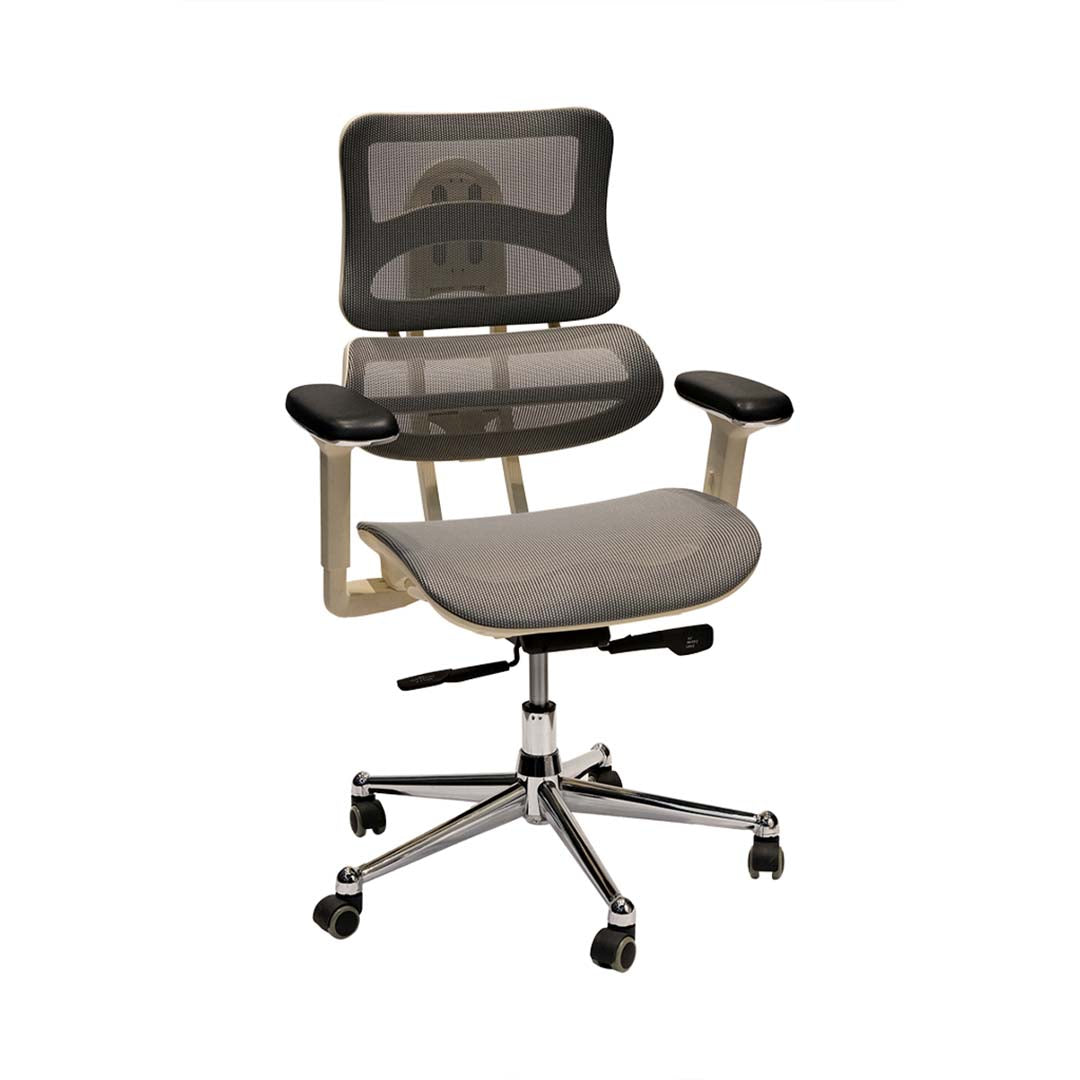 Low Back Medicated Office Chair With Lumbar Support And Height Adjustable - Grey-GCC Home Center