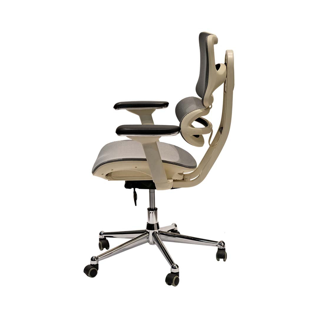 Low Back Medicated Office Chair With Lumbar Support And Height Adjustable - Grey-GCC Home Center