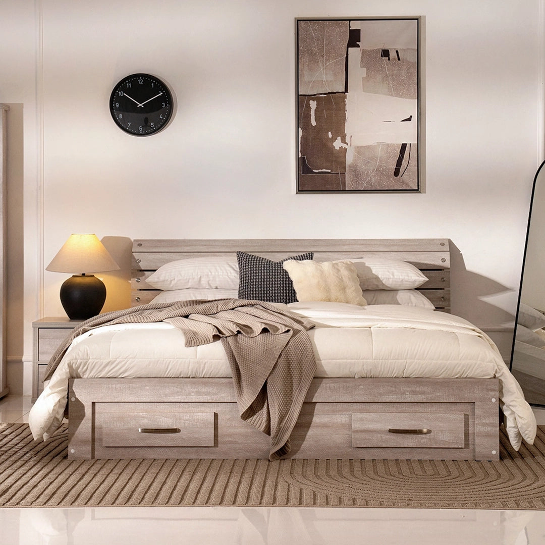 High-Quality Bed with Drawers And Headboard