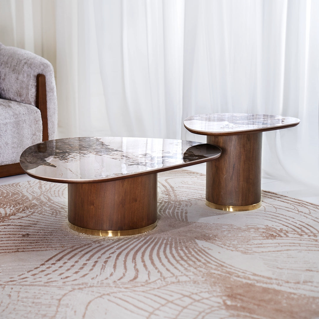 Coffee Table Set of 2 - Elegant Walnut finish