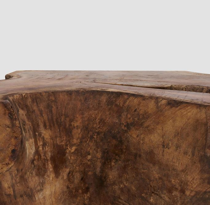 Elegant Square Coffee Table – Natural Parota Wood with Wheels
