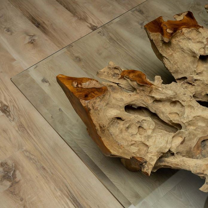 Luxury Coffee Table In Teak Root Wood In Natural Finish - Unique Natural Design