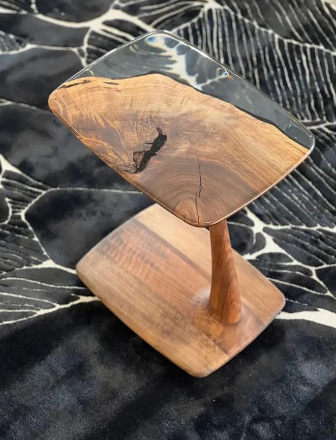 Modern Luxury Solid Walnut Wood & Resin Coffee Table