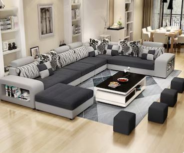 Living Room Sofa Set – Fashion Fabric Sofa for Home, Café & Hotel (Grey)