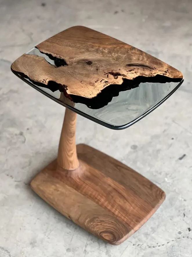 Modern Luxury Solid Walnut Wood & Resin Coffee Table