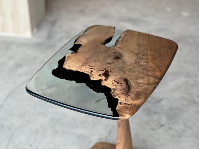 Modern Luxury Solid Walnut Wood & Resin Coffee Table