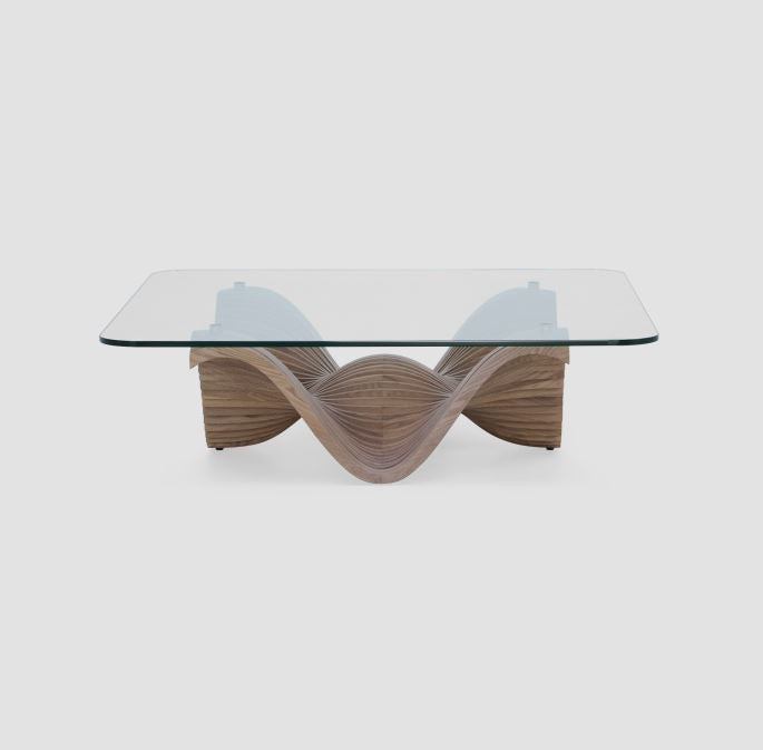 Luxury Coffee Table – Tempered Glass Top with Solid Wood Base