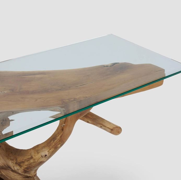 Luxury Coffee Table with Teak Root Wood in Natural Finish