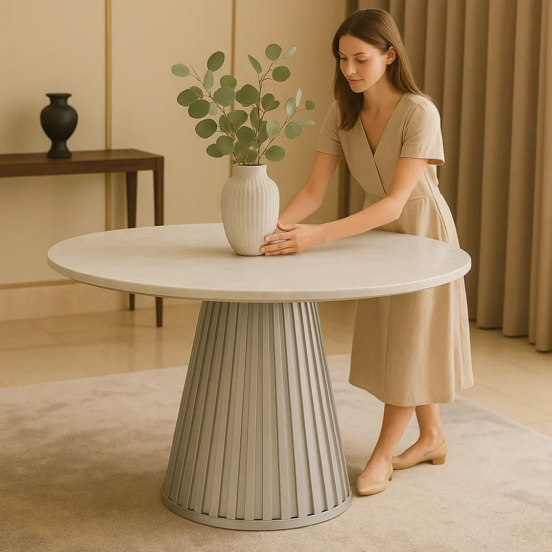 Celesta Modern Luxury Flute Design Round Dining Table