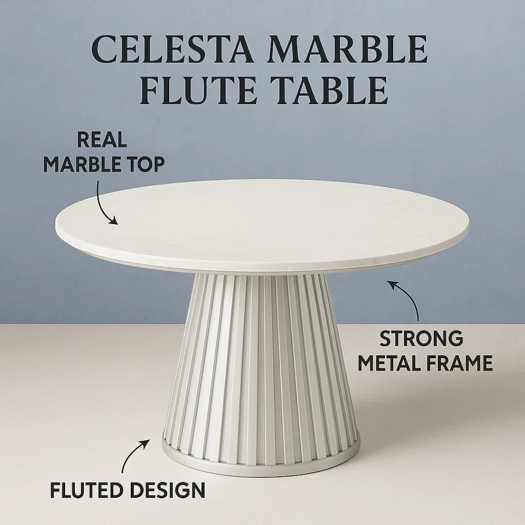 Celesta Modern Luxury Flute Design Round Dining Table