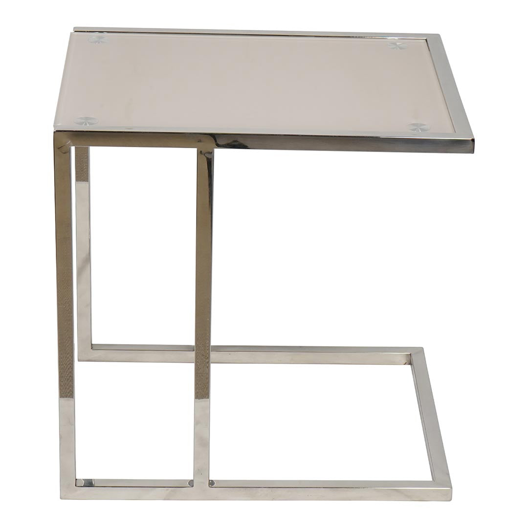 Coffee Table made with Tempered Glass And Stainless Steel Frame - Silver & White-GCC Home Center