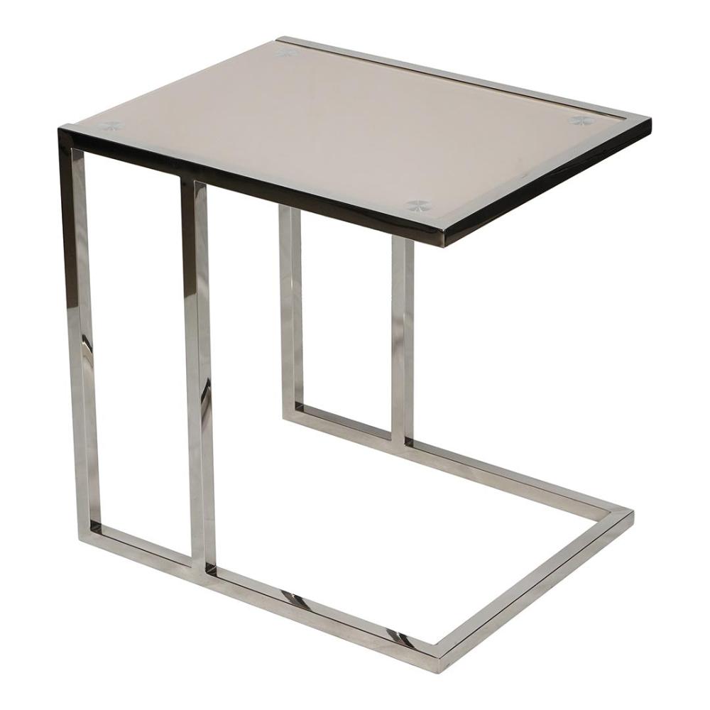 Coffee Table made with Tempered Glass And Stainless Steel Frame - Silver & White-GCC Home Center