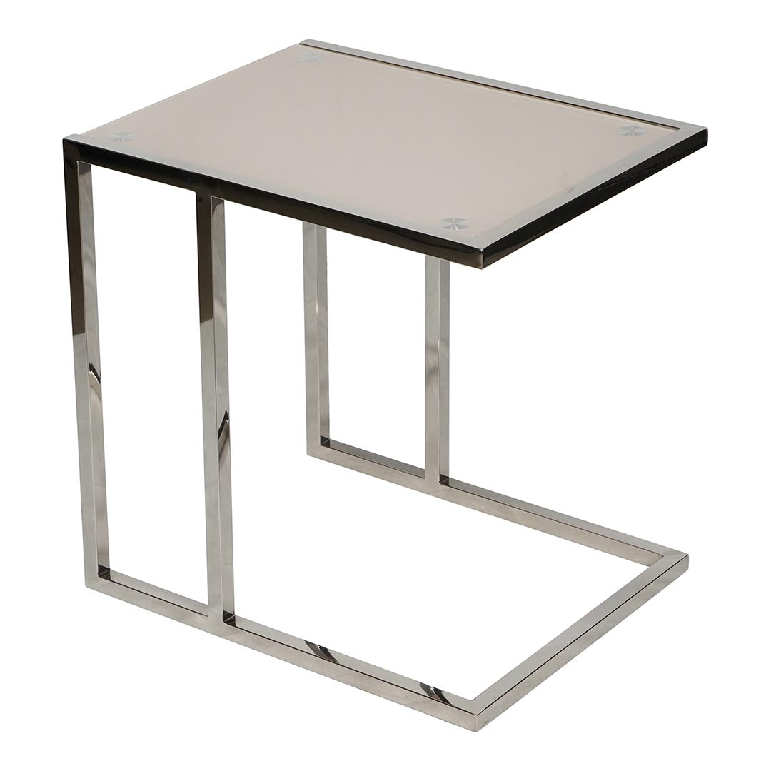 Coffee Table made with Tempered Glass And Stainless Steel Frame - Silver & White-GCC Home Center