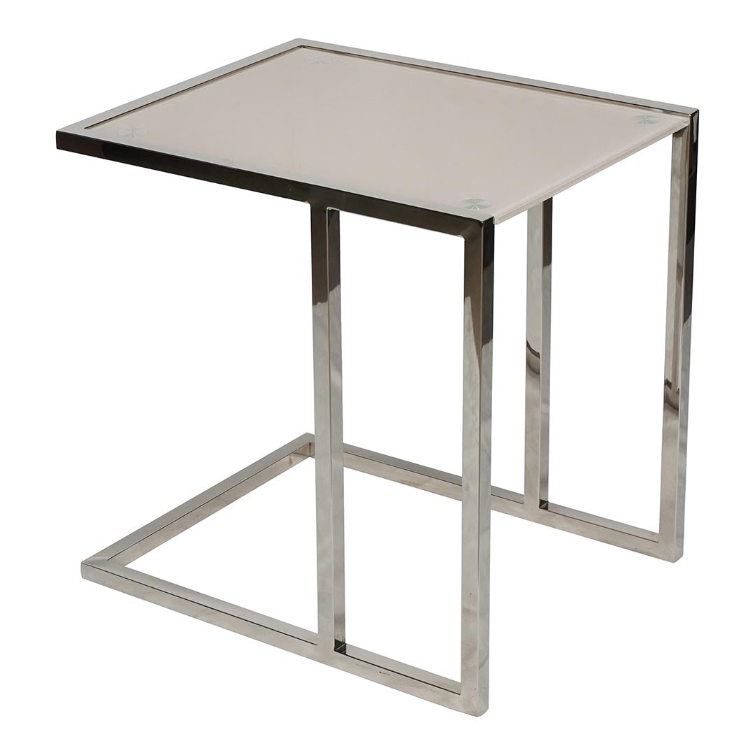 Coffee Table made with Tempered Glass And Stainless Steel Frame - Silver & White-GCC Home Center