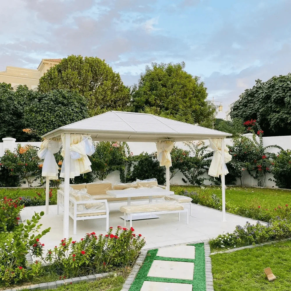 3x4m Rectangular Roof Aluminum Gazebo – White-GCC Home Center