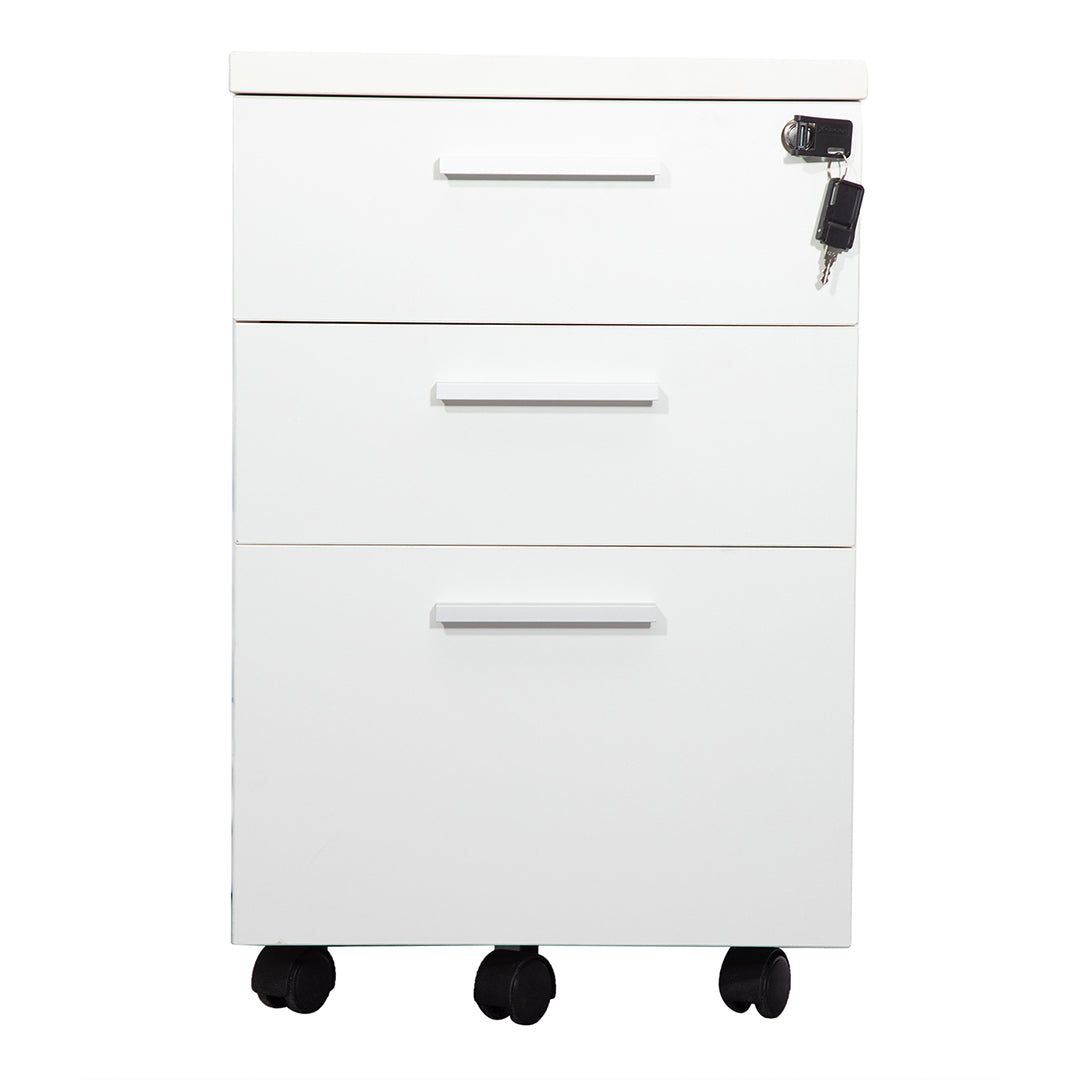 Modern Design Cubicle Works Station With 3-Door Movable Drawer - White-GCC Home Center
