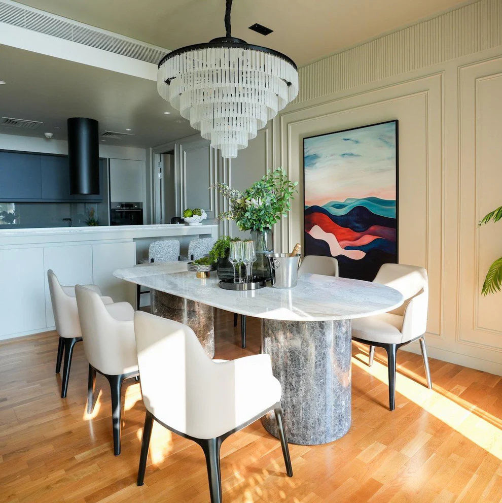 Impero Two Tone Marble Dining Table-GCC Home Center