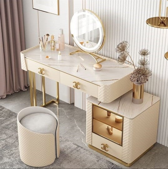 Elegant Solid Wood Dressing Table with Smart Mirror and Stool Set - Perfect Bedroom Vanity-GCC Home Center