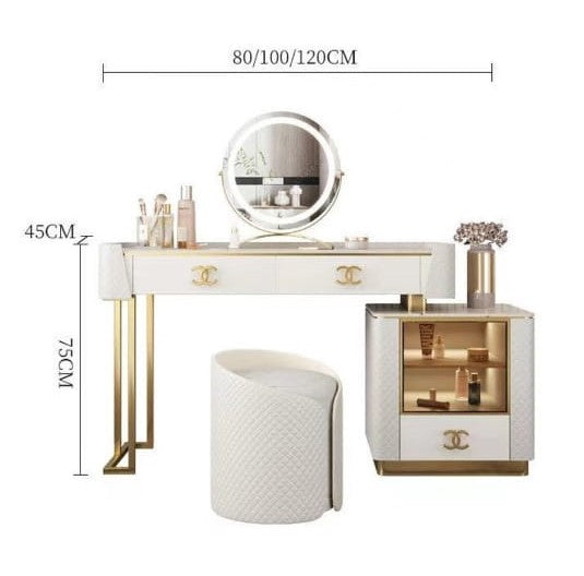 Elegant Solid Wood Dressing Table with Smart Mirror and Stool Set - Perfect Bedroom Vanity-GCC Home Center