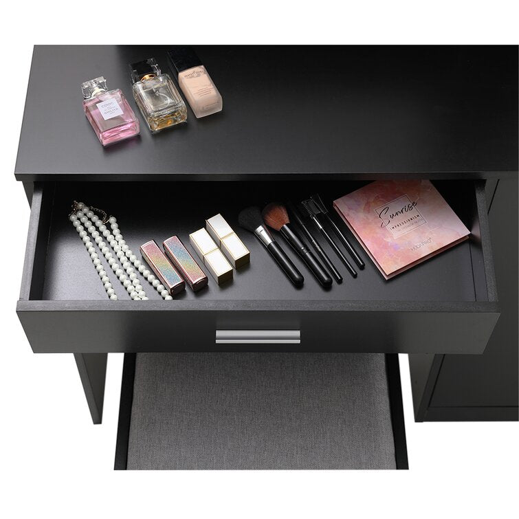 Wide Vanity Set with Mirror And Stool-GCC Home Center