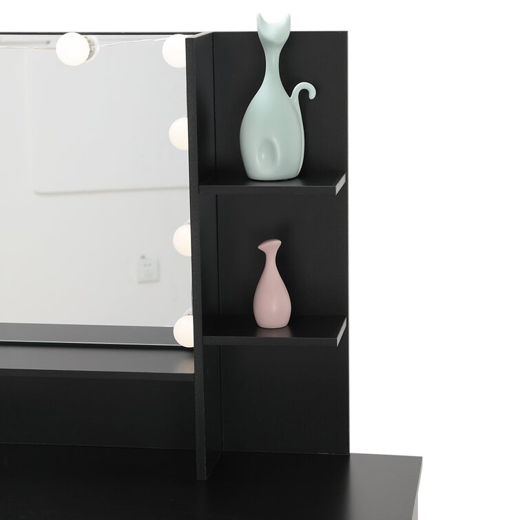 Wide Vanity Set with Mirror And Stool-GCC Home Center