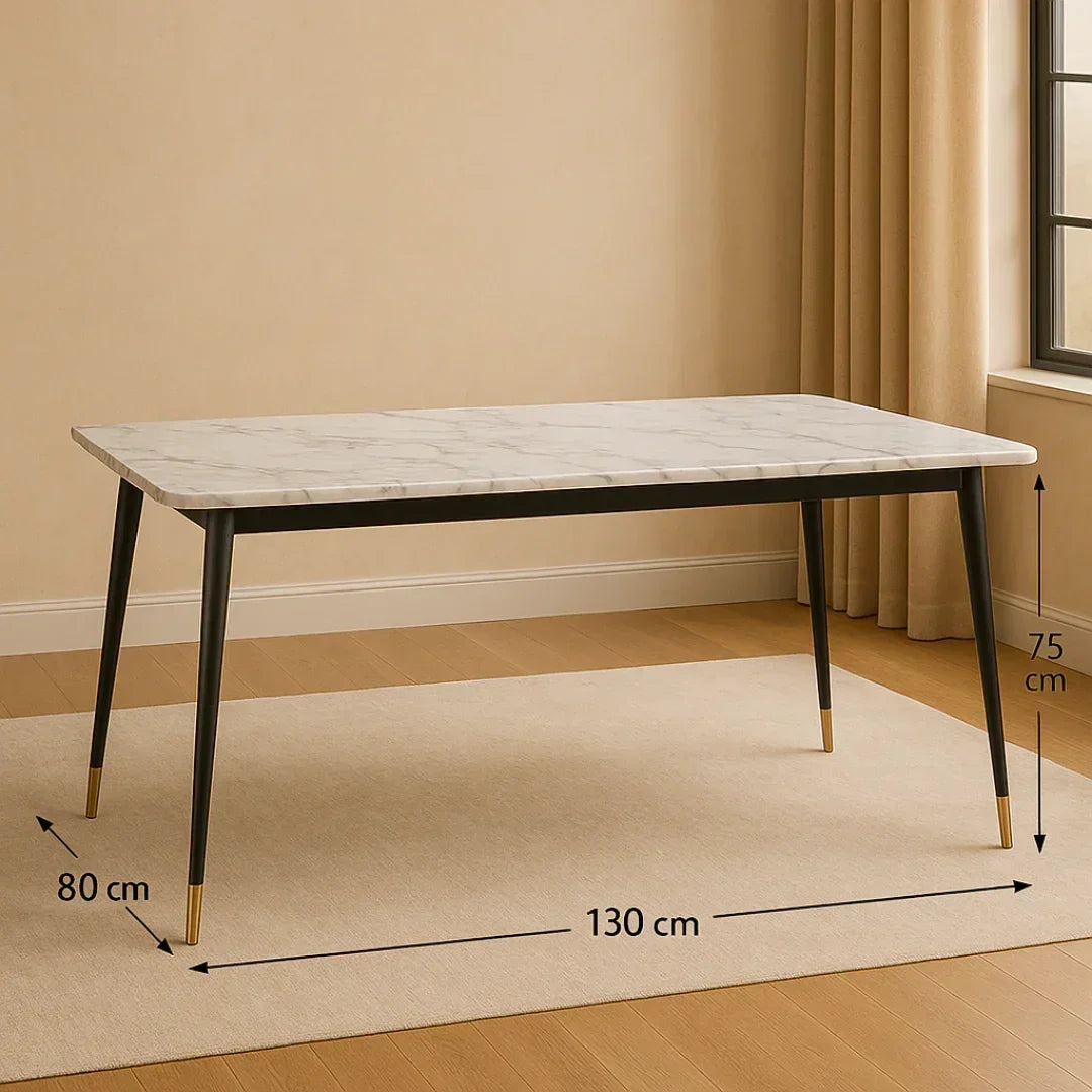 Modern Rectangular Marble Top Dining Table Set (Yellow & Blue)