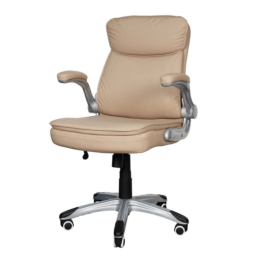 PU Leather Low Back Office Chair With Height Adjustable And Arm Rest-GCC Home Center