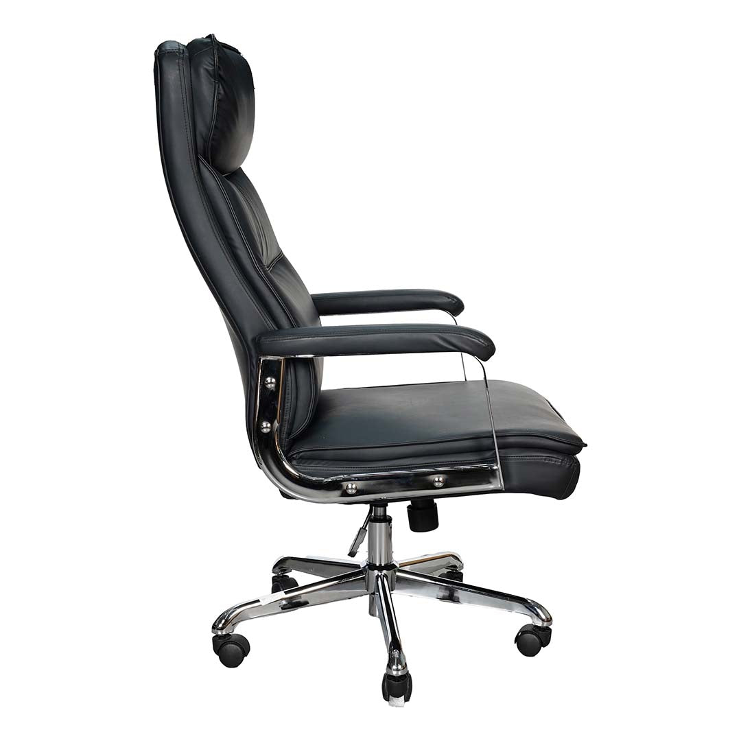 Luxury High Back Office Chair With Leather Pads And Metal Legs-GCC Home Center