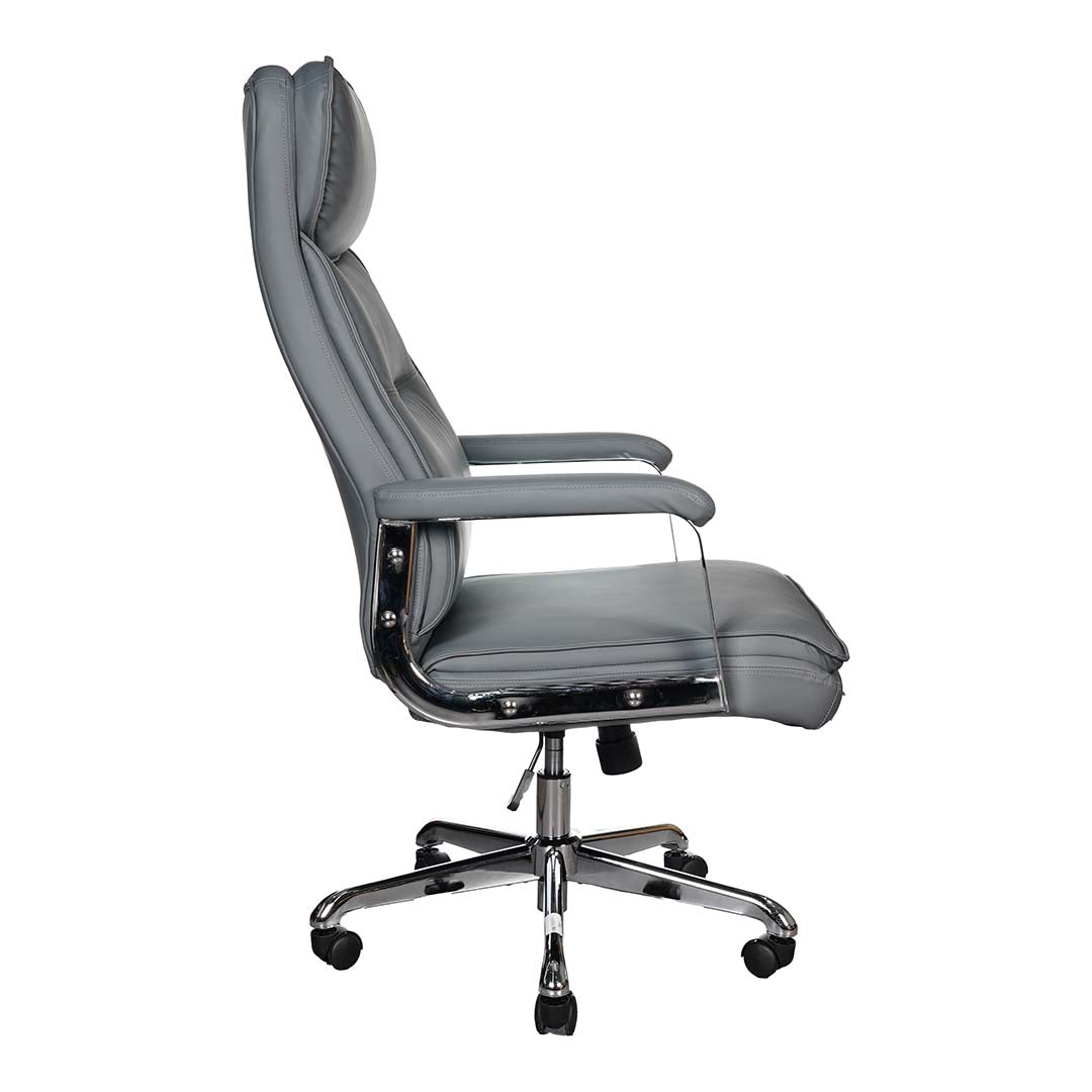 Luxury High Back Office Chair With Leather Pads And Metal Legs-GCC Home Center