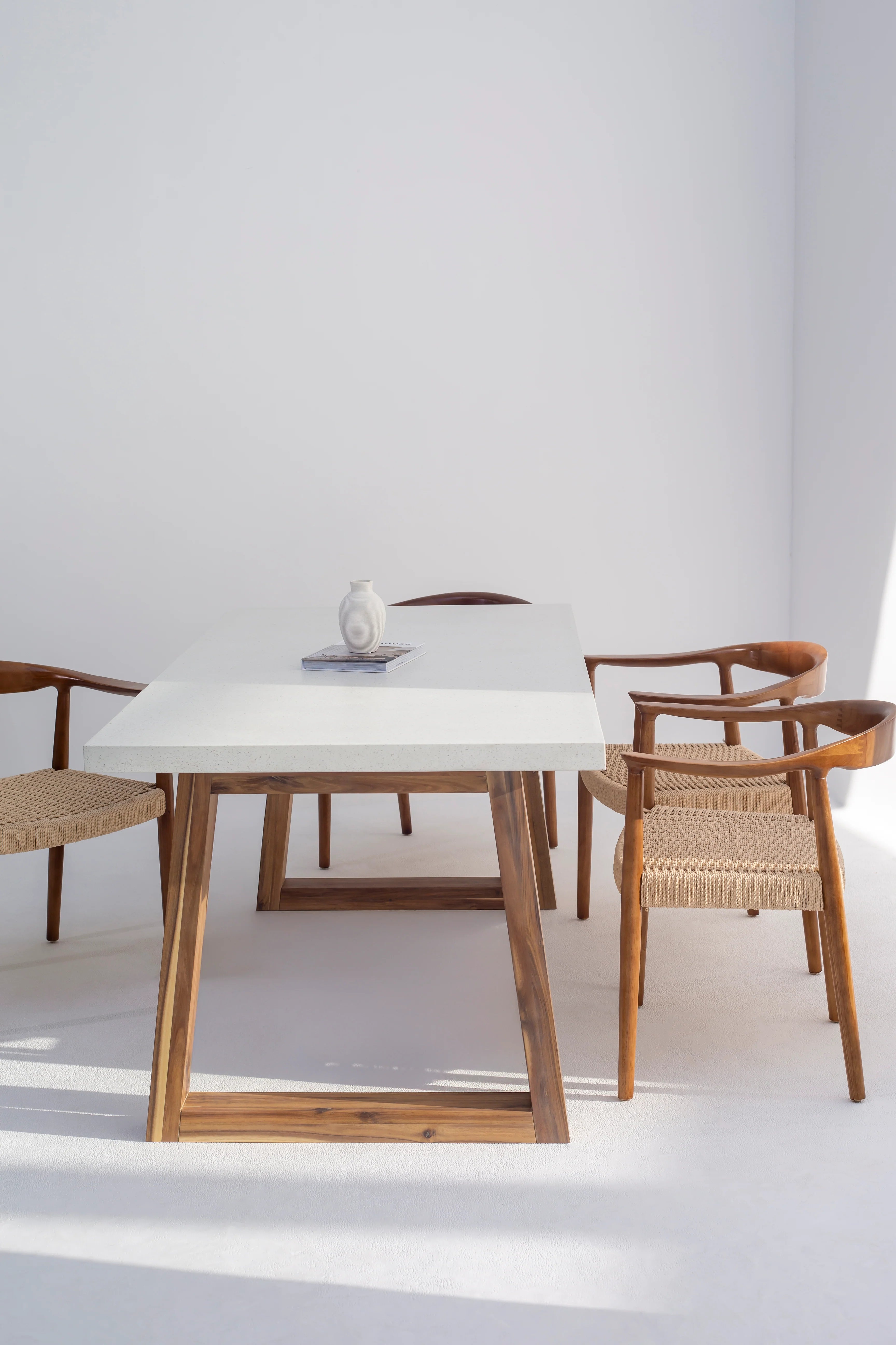 Aviana Terrazzo Concrete Dining Table with Solid Wood Base for Modern Elegance Space-GCC Home Center