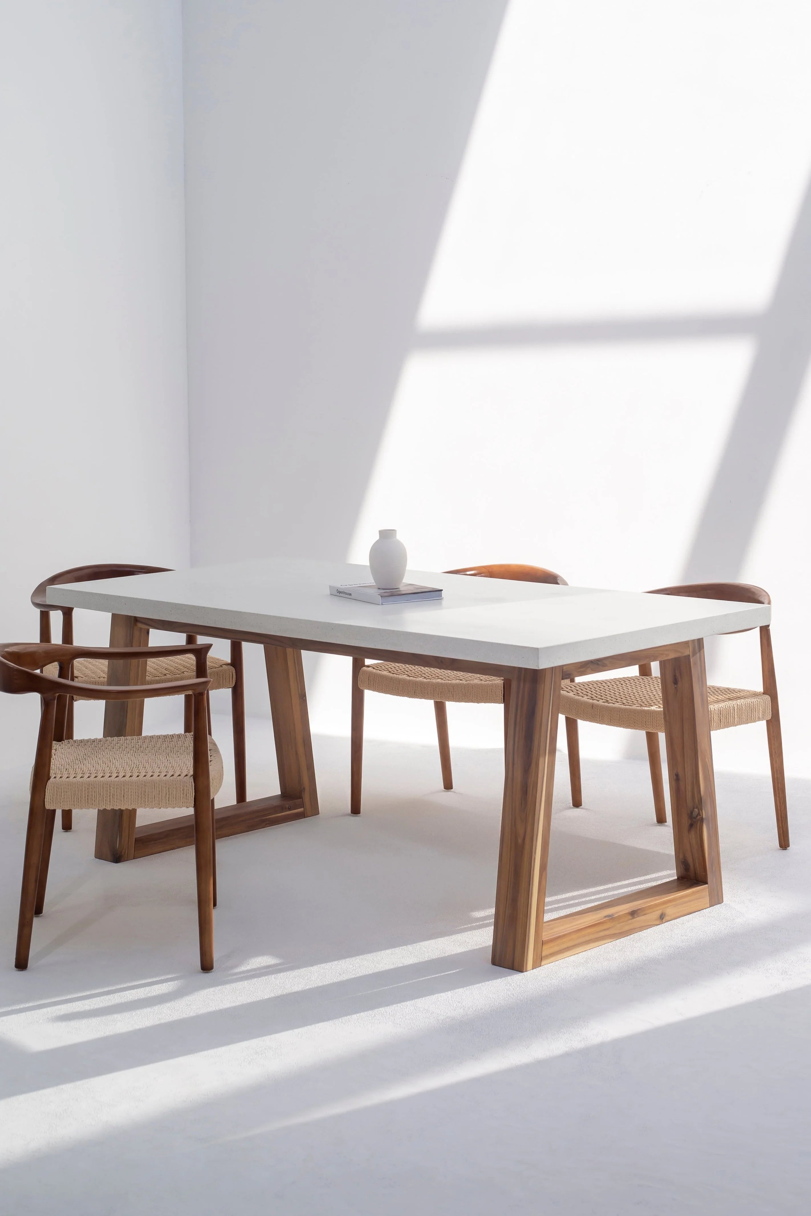 Aviana Terrazzo Concrete Dining Table with Solid Wood Base for Modern Elegance Space-GCC Home Center