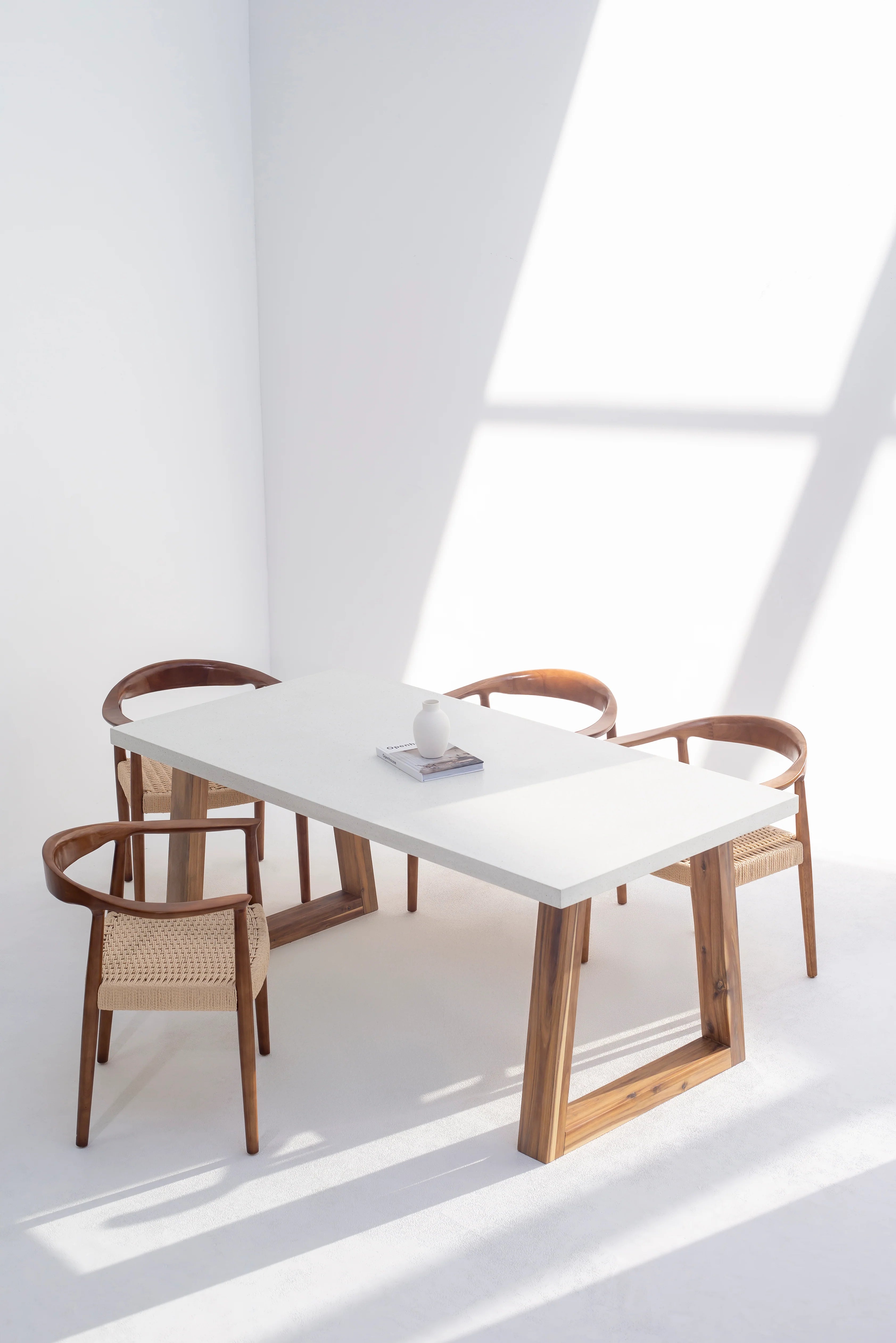 Aviana Terrazzo Concrete Dining Table with Solid Wood Base for Modern Elegance Space-GCC Home Center