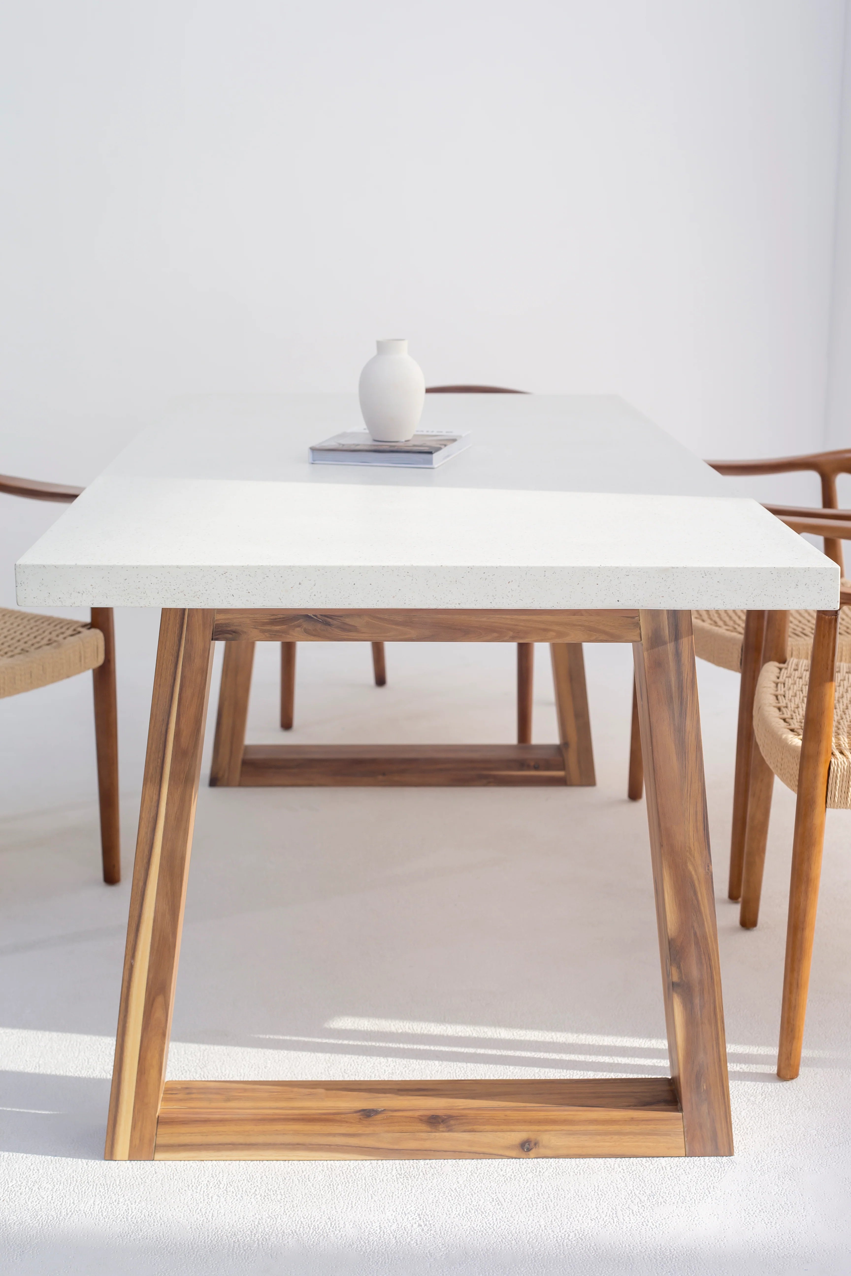 Aviana Terrazzo Concrete Dining Table with Solid Wood Base for Modern Elegance Space-GCC Home Center