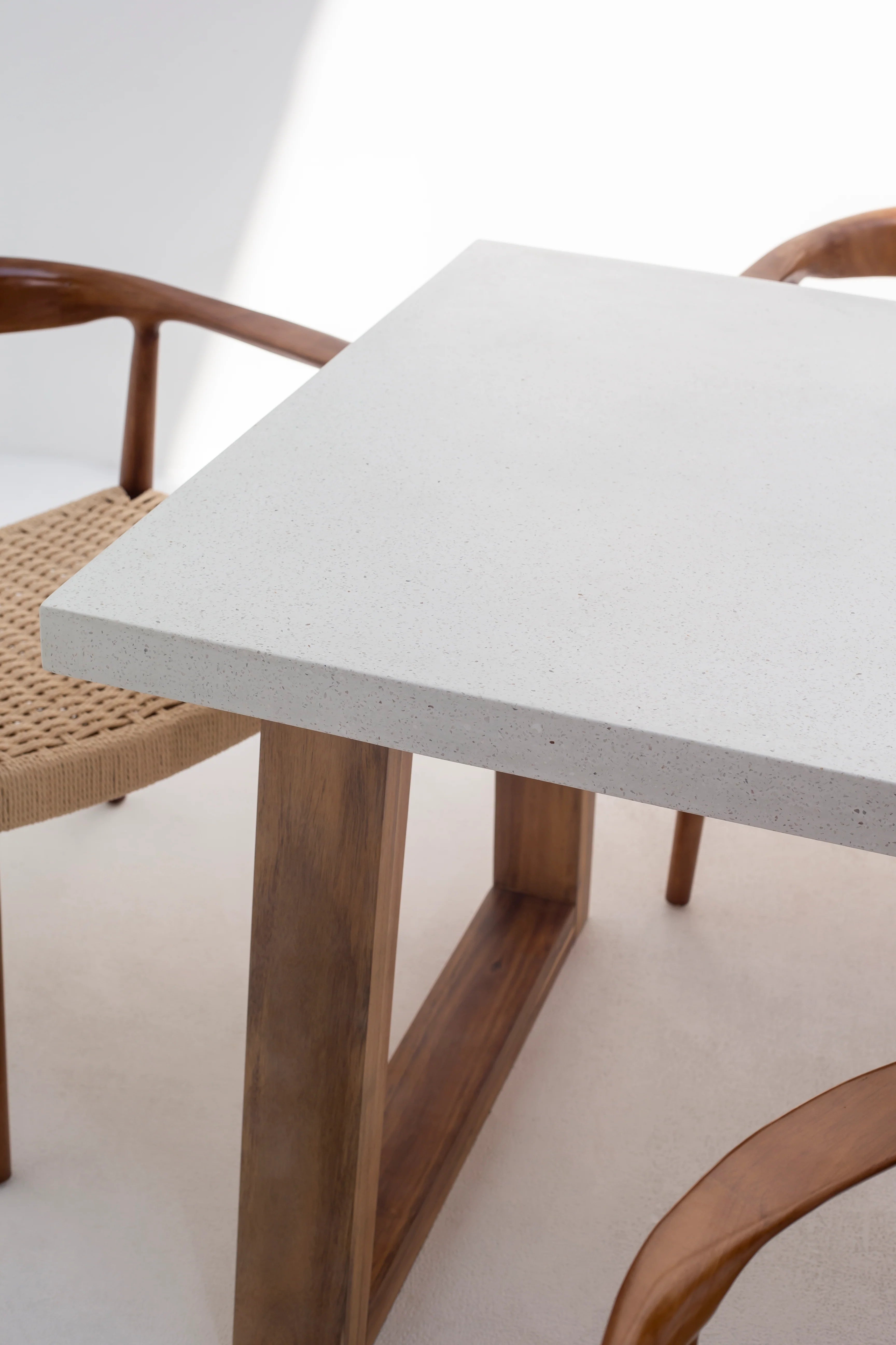 Aviana Terrazzo Concrete Dining Table with Solid Wood Base for Modern Elegance Space-GCC Home Center