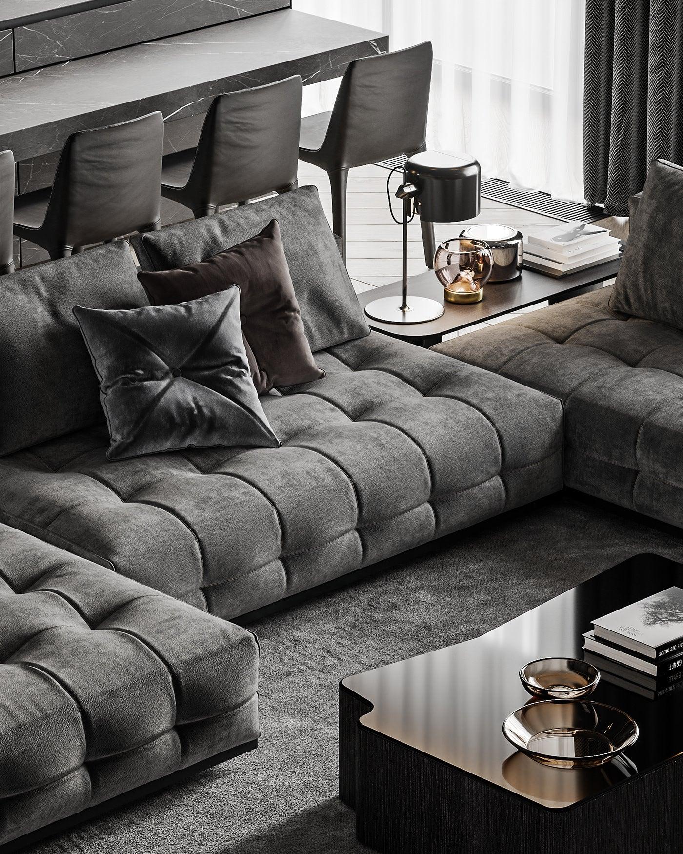 Luxury Fabric L-Shaped Sofa-GCC Home Center