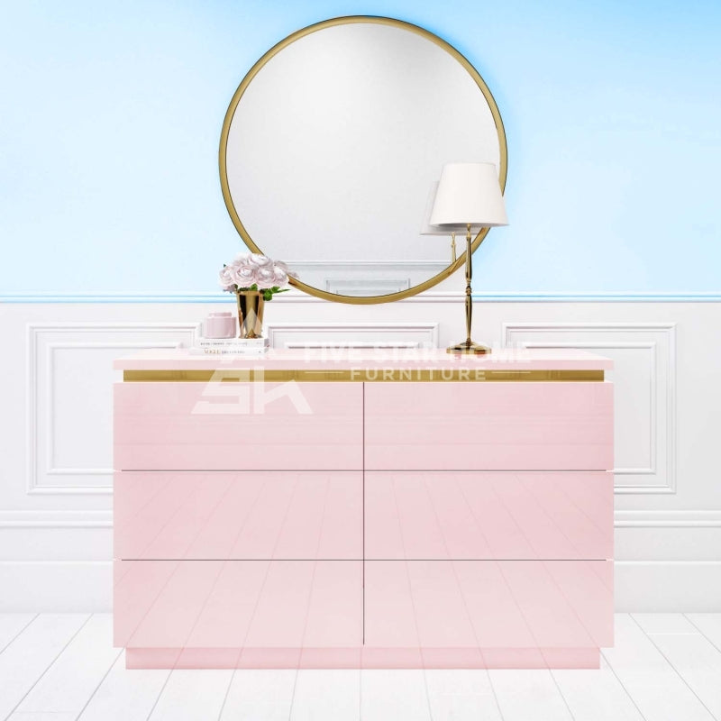 Pink Wide Dressing Table with Mirror-GCC Home Center