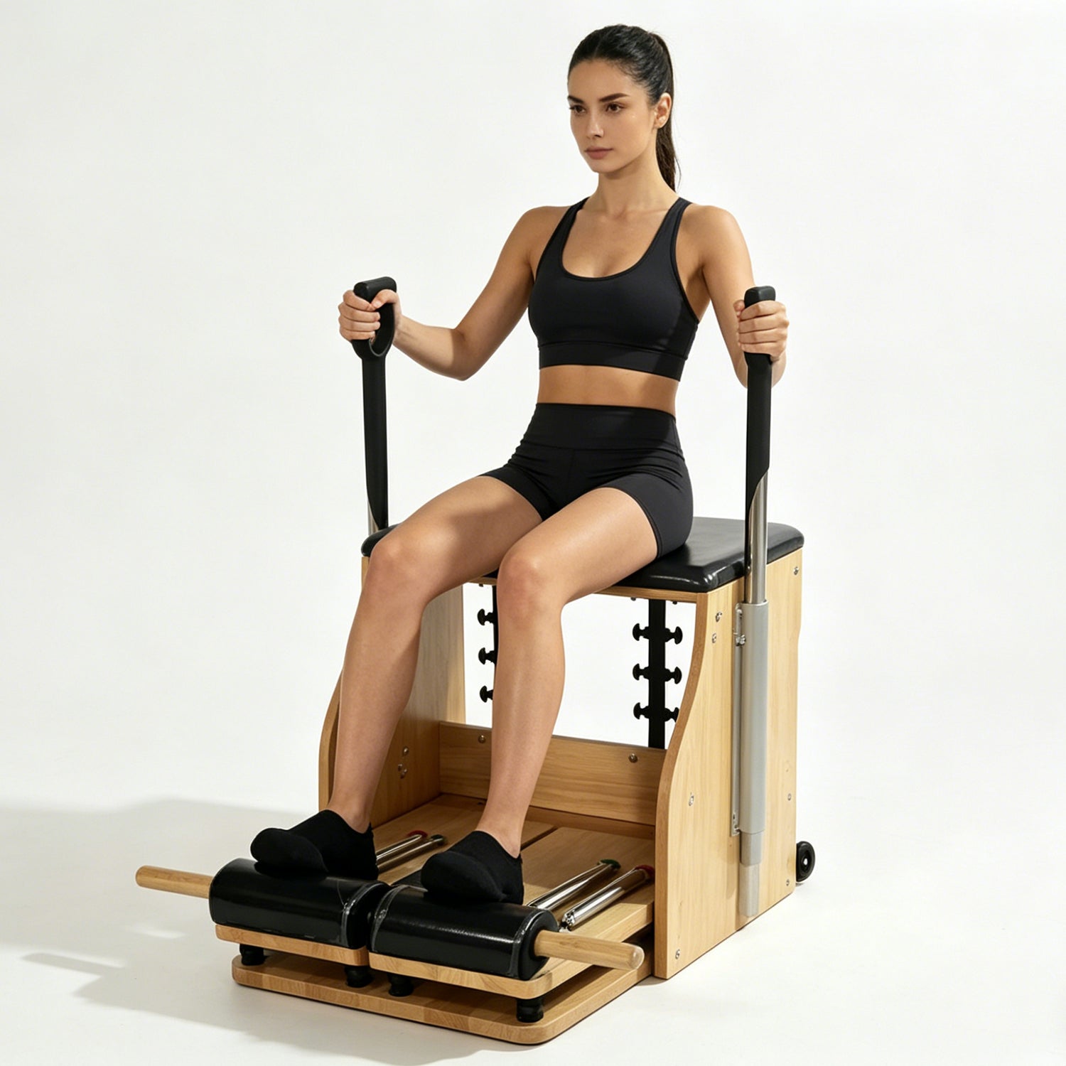 Wooden Pilates Chair – Compact Dual Handle Wunda Chair Yoga Pilates Split Pedal Stability Chair