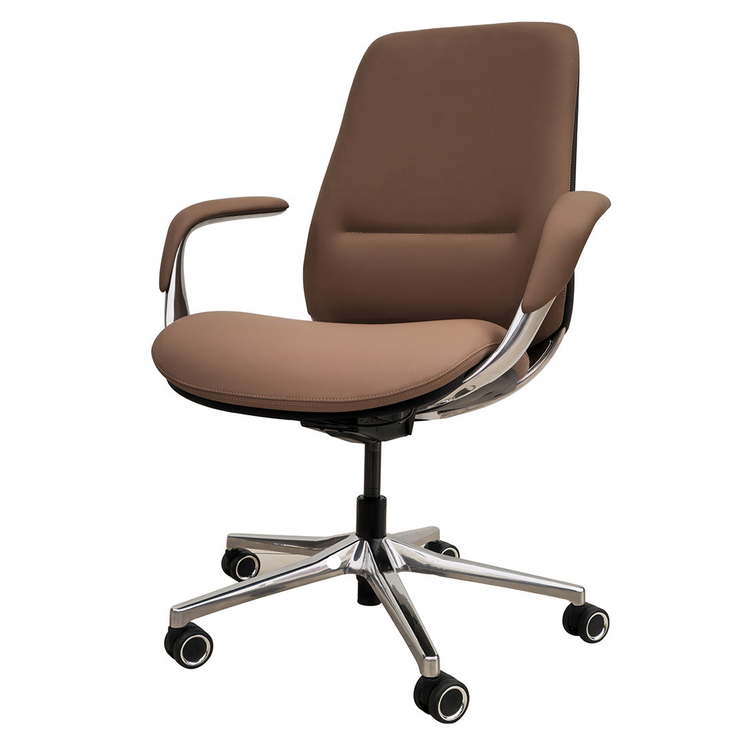 PU Leather Low Back Office Chair With Height Adjustable And Arm Rest-GCC Home Center