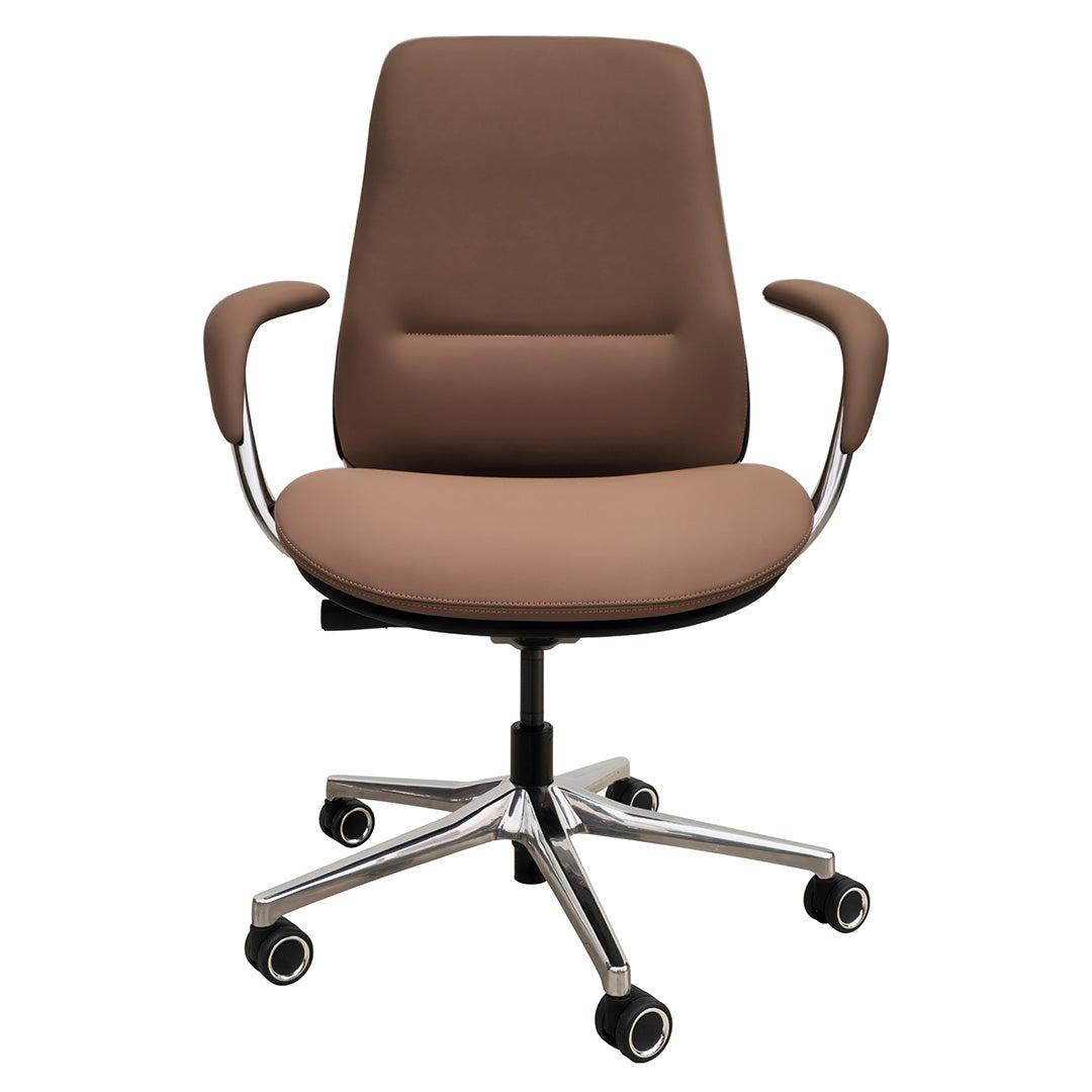 PU Leather Low Back Office Chair With Height Adjustable And Arm Rest-GCC Home Center