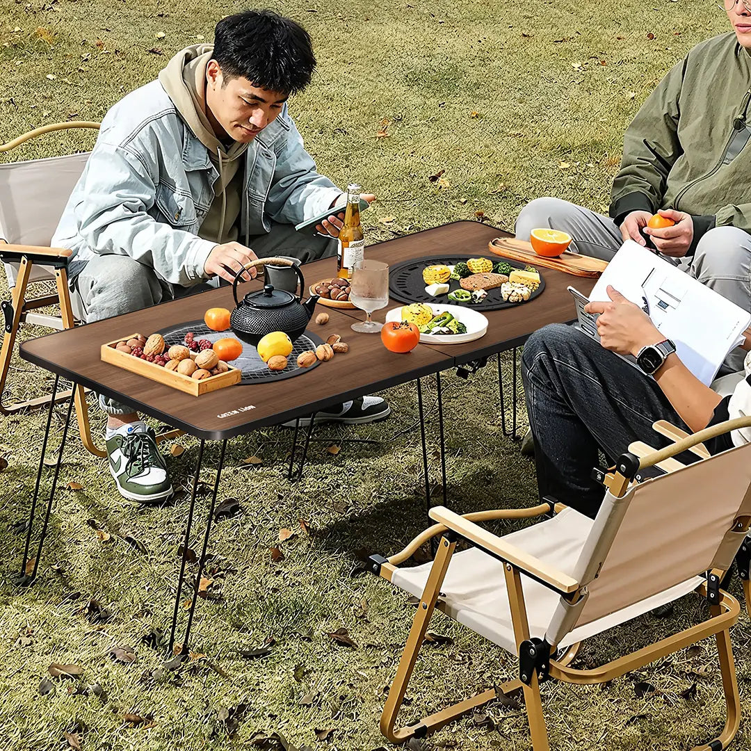 Fold Grill Mate Camping BBQ Table – Portable Wooden Outdoor Grill Station